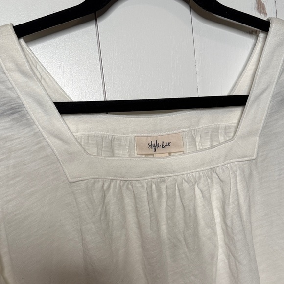 Style & Co Cream Blouse Square Neck - Picture 4 of 7
